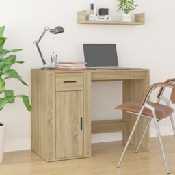 Berkfield Home Desk Sonoma Oak 100x49x75 cm Engineered Wood in Brown - Size: 100 x 49 x 75 cm - thumbnail 1