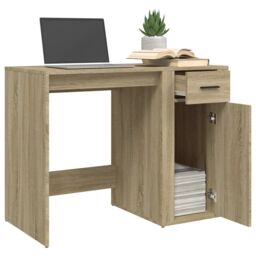 Berkfield Home Desk Sonoma Oak 100x49x75 cm Engineered Wood in Brown - Size: 100 x 49 x 75 cm - thumbnail 5