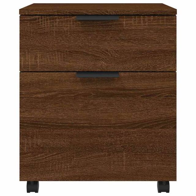 Berkfield Home Mobile File Cabinet with Wheels Brown Oak 45x38x54 cm Engineered Wood - Size: 45 x 38 x 54 cm - image 1