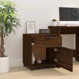 Berkfield Home Mobile File Cabinet with Wheels Brown Oak 45x38x54 cm Engineered Wood - Size: 45 x 38 x 54 cm - thumbnail 7