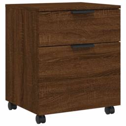 Berkfield Home Mobile File Cabinet with Wheels Brown Oak 45x38x54 cm Engineered Wood - Size: 45 x 38 x 54 cm - thumbnail 3