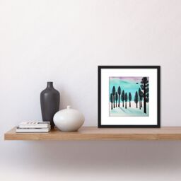 Artery8 Flying South Winter Trees Under A Colourful Sky Arctic Tundra Square Wooden Framed Wall Art Print Picture 8X8 Inch in Black - thumbnail 2