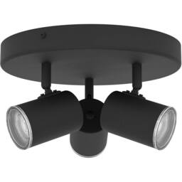 Loops Sleek Black Triple Round Ceiling Spotlight GU10 for Bathroom Lighting - thumbnail 3