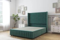 "Sloomy Marlborough Plush Divan Base 2 Drawers 54"" Headboard 12""Footboard in Emerald - Size: King" - thumbnail 1