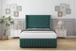 "Sloomy Marlborough Plush Divan Base 2 Drawers 54"" Headboard 12""Footboard in Emerald - Size: King" - thumbnail 2
