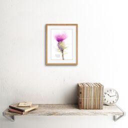 "Artery8 Wall Art Print Scottish Thistle Flower Head Watercolour Scotland Framed in Beige - Size: W7"" x H9""" - thumbnail 2