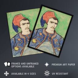 "Artery8 The Zouave Infantryman Van Gogh Vintage Wall Art Print Poster in Green - Size: W12"" x H16""" - thumbnail 2