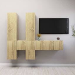 Berkfield Home Modern 7 Piece TV Cabinet Set Sonoma Oak Engineered Wood in Light Tan - thumbnail 2