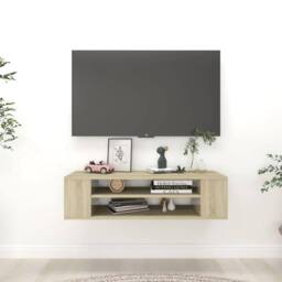 Berkfield Home Hanging TV Cabinet Sonoma Oak 100x30x26.5 cm Engineered Wood in Light Tan - thumbnail 2