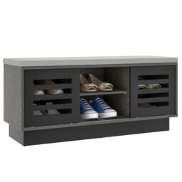 Costway Shoe Rack Storage Bench Organizer W/Cushion Adjustable Shelf Slide Door Grey