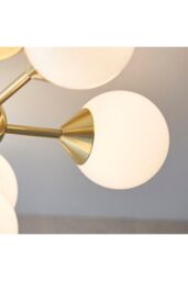 Netlighting Oscar Semi Flush Satin Brushed Gold Effect Plate & Gloss White Glass 6 Light Dimmable IP20 G9 - thumbnail 3