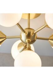Netlighting Oscar Semi Flush Satin Brushed Gold Effect Plate & Gloss White Glass 6 Light Dimmable IP20 G9 - thumbnail 5