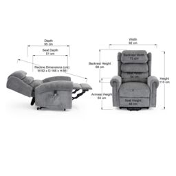 More4Homes Belvoir Grey Fabric Dual Motor Mobility Rise Recliner Chair - thumbnail 7
