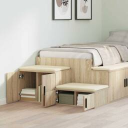 Berkfield Home Storage Cabinet Sonoma Oak 127x41x40 cm Engineered Wood in Beige - Size: 127 x 41 x 40 cm - thumbnail 4