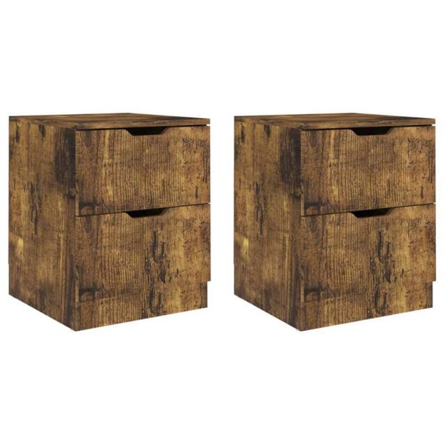 Berkfield Home Bedside Cabinets 2 pcs Smoked Oak 40x40x50 cm Engineered Wood in Brown - Size: 40 x 40 x 50 cm - image 1