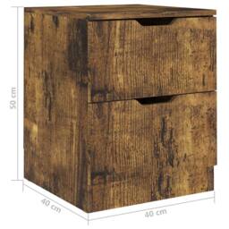 Berkfield Home Bedside Cabinets 2 pcs Smoked Oak 40x40x50 cm Engineered Wood in Brown - Size: 40 x 40 x 50 cm - thumbnail 7