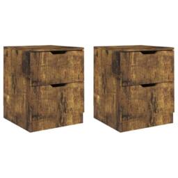 Berkfield Home Bedside Cabinets 2 pcs Smoked Oak 40x40x50 cm Engineered Wood in Brown - Size: 40 x 40 x 50 cm - thumbnail 1