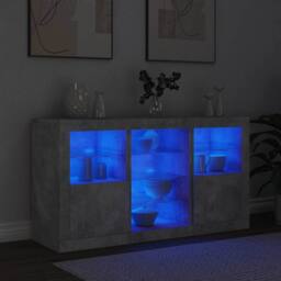 Berkfield Home Sideboard with LED Lights Concrete Grey 123x37x67 cm - Size: 123 x 37 x 67 cm - thumbnail 4
