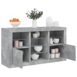Berkfield Home Sideboard with LED Lights Concrete Grey 123x37x67 cm - Size: 123 x 37 x 67 cm - thumbnail 2