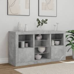 Berkfield Home Sideboard with LED Lights Concrete Grey 123x37x67 cm - Size: 123 x 37 x 67 cm - thumbnail 1