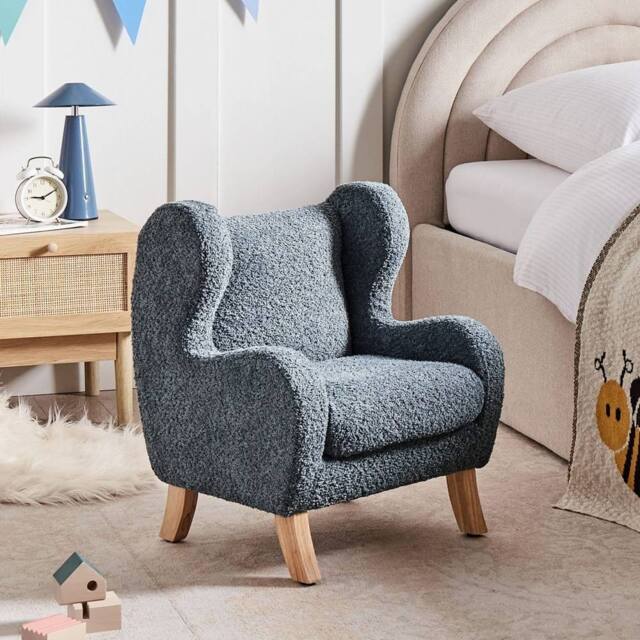Wyld and Coco Bouclé Armchair for Children - Dark Blue - image 1