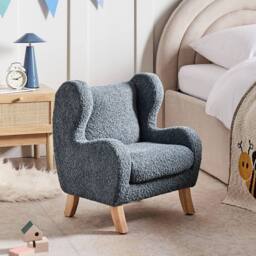 Wyld and Coco Bouclé Armchair for Children - Dark Blue
