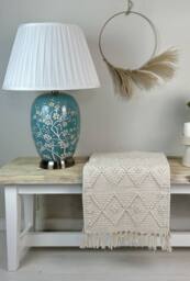 Downton Interiors Teal Green Blossom Ceramic Table Lamp with Plain Shade (G2122 Plain) - Size: Large - thumbnail 6