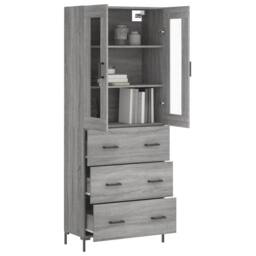 Berkfield Home Highboard Grey Sonoma 69.5x34x180 cm Engineered Wood - thumbnail 1