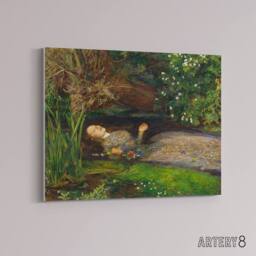 "Artery8 John Everett Millais Ophelia Cropped Canvas Wall Art Print in Green - Size: W24"" x H32""" - thumbnail 2
