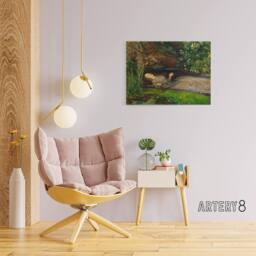 "Artery8 John Everett Millais Ophelia Cropped Canvas Wall Art Print in Green - Size: W24"" x H32""" - thumbnail 3