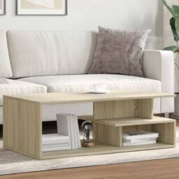 Berkfield Home Modern Coffee Table Sonoma Oak 102x55x35 cm Engineered Wood in Light Brown - Size: 102 x 55 x 35 cm - thumbnail 2