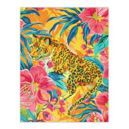 "Artery8 Wall Art Print Leopard in Pink Lily Jungle Vibrant Painting Poster - Size: W18"" x H24""" - thumbnail 1