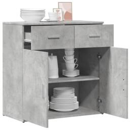 Berkfield Home Sideboard Concrete Grey 79x38x80 cm Engineered Wood - Size: 79 x 38 x 80 cm - thumbnail 4