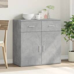 Berkfield Home Sideboard Concrete Grey 79x38x80 cm Engineered Wood - Size: 79 x 38 x 80 cm - thumbnail 3