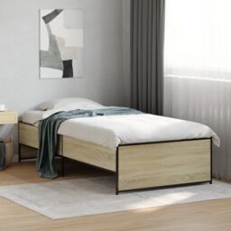 Berkfield Home Bed Frame without Mattress Sonoma Oak 75x190 cm Small Single in Brown - thumbnail 1