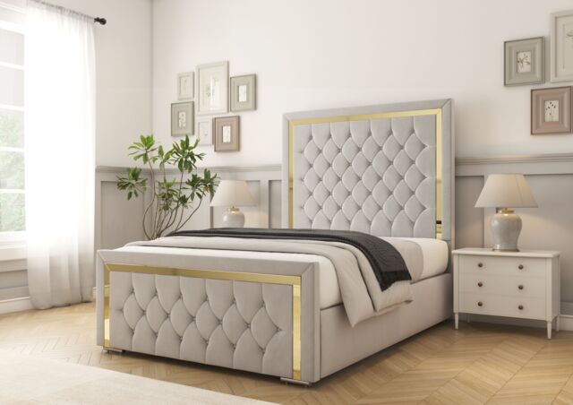 Comfort Beds Sofia Gold Bed Frame in Silver - Size: Single - image 1