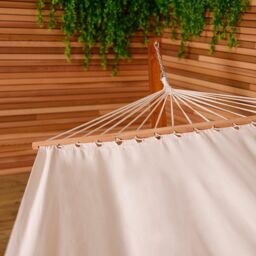Charles Bentley 3M Garden Hammock With Wooden Arc Stand One Person - Cream - thumbnail 2