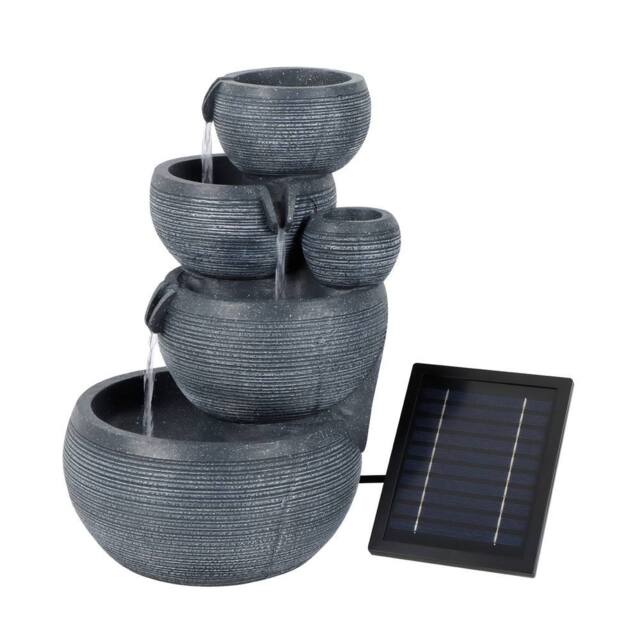 Gardenwize Solar Moonlit Slate 4-Tier Water Feature in Dark Grey - image 1