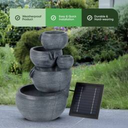 Gardenwize Solar Moonlit Slate 4-Tier Water Feature in Dark Grey - thumbnail 3