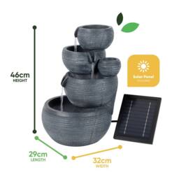 Gardenwize Solar Moonlit Slate 4-Tier Water Feature in Dark Grey - thumbnail 2
