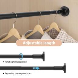 EONLION 110-190cm Shower Curtain Rail Pole in Black - Size: 100 cm - thumbnail 4