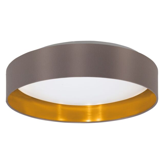 Loops Flush Ceiling Light Colour White Shade Cappuccino Gold Fabric Bulb LED 24W - image 1