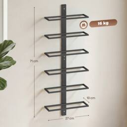 HOMCOM Wall Mount Wine Rack for 6 Wine Bottles, Black - thumbnail 3