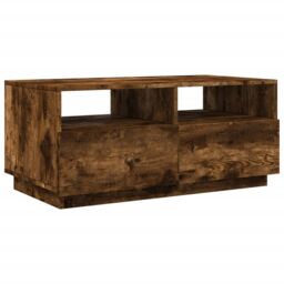 Berkfield Home Coffee Table with LED Lights Smoked Oak 90x49x40 cm in Brown - Size: 90 x 49 x 40 cm - thumbnail 3
