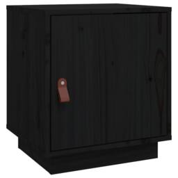 Berkfield Home Beautiful Bedside Cabinet Black 40x34x45 cm Solid Wood Pine - Size: 40 x 34 x 45 cm - thumbnail 3