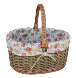 Red Hamper Wicker Set of Two Country Oval Shopping Baskets in Natural - thumbnail 3