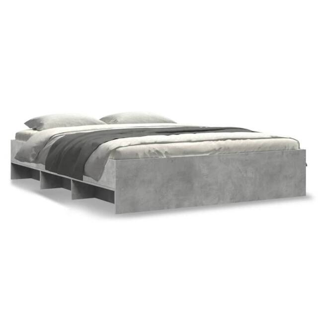 Berkfield Home Bed Frame without Mattress Concrete Grey 150x200cm Engineered Wood - Size: 150x200 cm - image 1