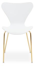 Orsina Comfortable Dining Chair With White Seat & Gold Chrome Legs, Elegant Chair For Table, Modern Dining Chair