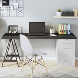 Berkfield Home Table Top Dark Grey 160x60x(2-6) cm Treated Solid Wood Oak - thumbnail 1