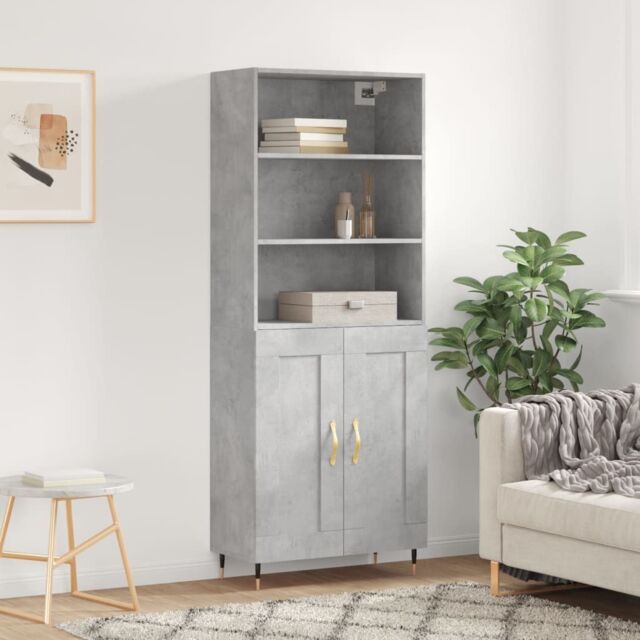 Berkfield Home Highboard Concrete Grey 69.5x34x180 cm Engineered Wood - image 1